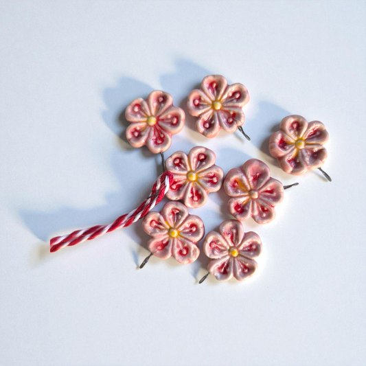 Christmas flower ceramic ornament